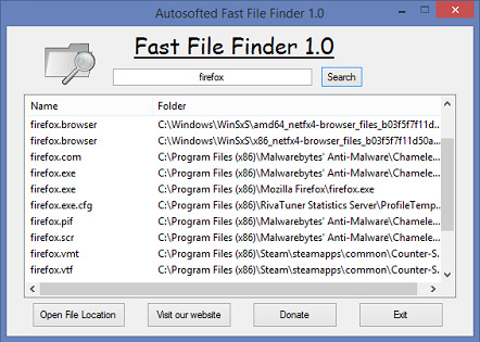 Windows 8 Fast File Finder by Autosofted full